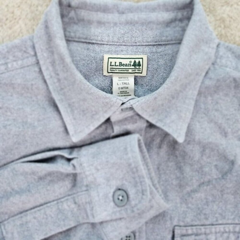 L.L.Bean Men's Chamois Shirt Long Sleeve Button-Down Gray Size LT Tall Outdoor